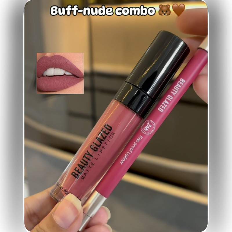 BeautyGlazedLipstickLipLinerCombo Buff-Nude (Combo) - Image 1