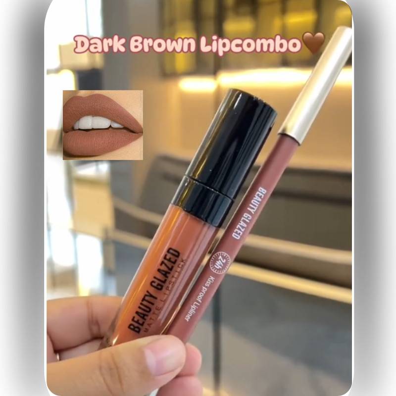 BeautyGlazedLipstickLipLinerCombo(1) Dark Brown Lip (combo) - Image 1