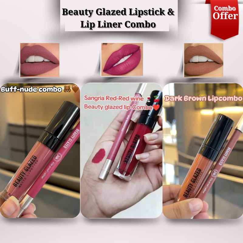 BeautyGlazedLipstickLipLinerCombo(2) Lipstick & Lipliner (Full Combo) - Image 1