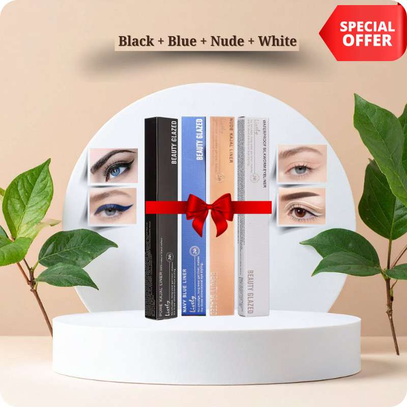 CopyofBEAUTYGLAZEDPureKajalLiner(4) Black + Blue + Nude + White (Combo) - Image 1