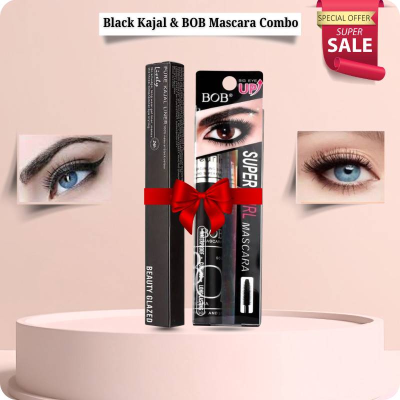 EyelinerMascaraKajal(4) Black Kajal + BOB Mascara (Combo) - Image 1