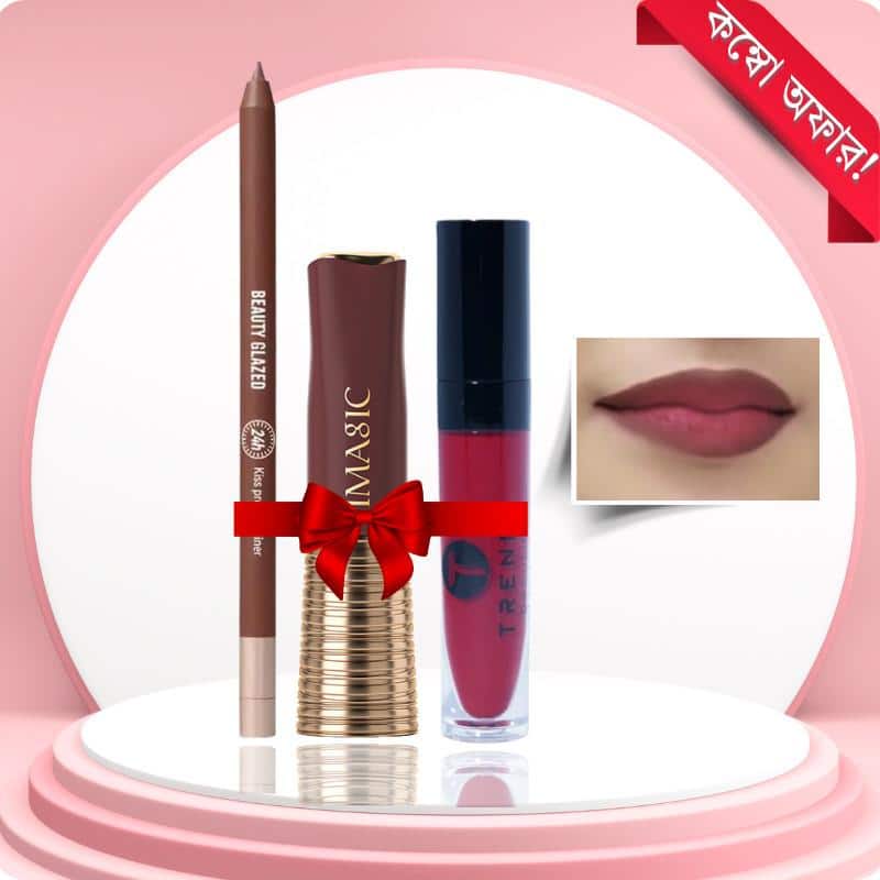Trendy(3) Lipliner & Lipstick (3pcs Combo) - Image 1